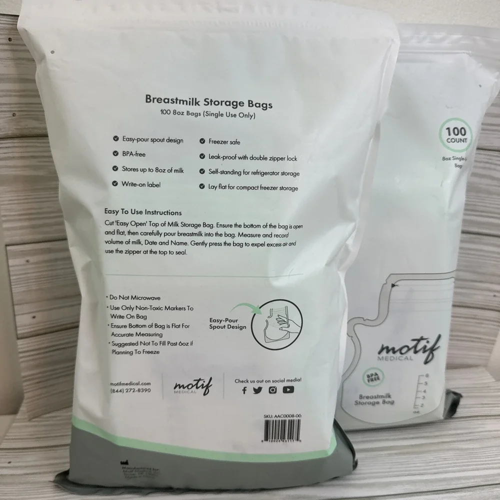 UNOPENED Motif Medical Breast Milk Storage Bags 2 x 100ct